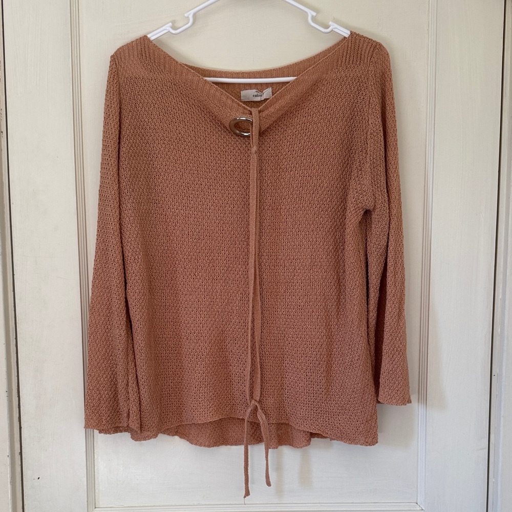Entro Textured Knit Blouse Peach Medium - Picture 2 of 7